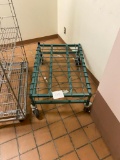 Short wire cart, on casters, 24 x 35 inches, approx 12 inches tall