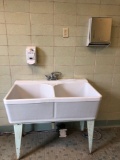 Vintage 42 in Porcelain Double Sink w/ soap and towel dispenser