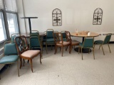 All 6 round tables all chairs and wall deco