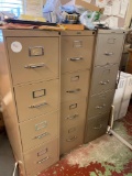 Lot of 3 metal file cabinets and contents. LOOK