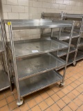 Stainless Steel Cart on casters, w/ fixed shelves, 39 in. wide, 25 in. deep, and 60 in. tall