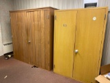 2 large wooden storage cabinets