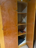 Wooden storage cabinet and contents