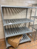 Galvanized shelf, 48 inches wide, 70 inches tall, on casters