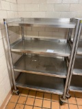 Stainless Steel Cart on casters, w/ fixed shelves, 39 in. wide, 25 in. deep, and 60 in. tall