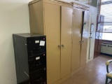 4 metal supply cabinets and file cabinet