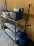 Rolling stainless cart with contents