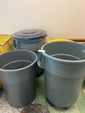 Group lot of plastic trash cans