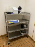 Stainless Steel Cart on casters, w/ fixed shelves, 39 in. wide, 25 in. deep, and 60 in. tall