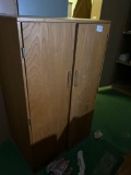 2 door wooden storage cabinet.