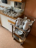 Partial china set and stainless steel cart