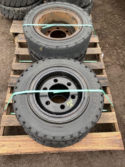 Set of 4-6 Lug Solid Rubber Forklift Wheels