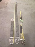 2 steel woven choke straps and 2 nylon sling straps with hooks -one money