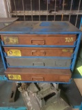 4 drawer storage parts bin with allen head set screws, socket set screws, electrical, and steel