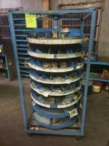 Very nice parts carousel loaded with hardware on castors