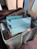 Steel tote full of assorted parts and resistor