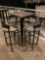 23 in x 23 in Wooden High Top/Metal Base Bistro Table-41 in high. Comes with 4 matching chairs
