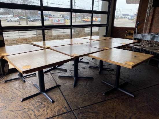 36 in x 36 in wood top tables for previous chair lots. (30 in high)