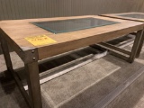 48 in x 28 in retro wood/steel coffee table