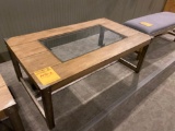 48 in x 28 in retro wood/steel coffee table