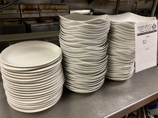 (3) Stacks of Entree Plates and Pasta Plates