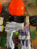 Contractor pack. Hard hat, 3 pair assorted work gloves, safety vest and tinted safety glasses