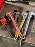 Lot of (5) assorted pipe wrenches in various conditions