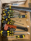 Box lot of new and lightly used assorted tools