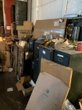 Wall cleanout, filing cabinets, boxes, contents, and some abrasives