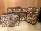 3 floral patterned suitcases