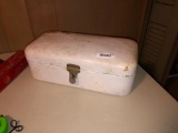 White Vintage Union Metal Steel Tool Fishing Tackle Box