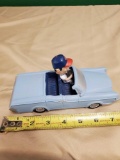 Blue Car with baseball player Indians