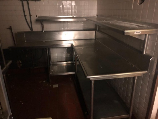 Stainless Steel Dish Tables with Hood and Drying Rack