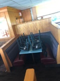 Island with U shaped Booth, Waiting Seating, Chairs, Menu Holder & Bench.