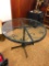 Vintage Round Forged Wrought Iron Glass Table