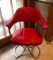 Red Vinyl Vintage Mid Century Chair with Chrome Base