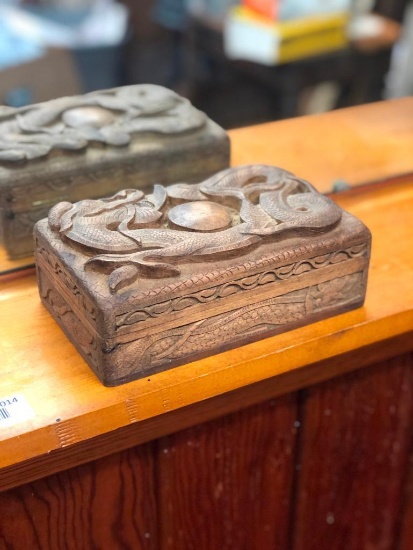 Carved Wooden Serpent Box