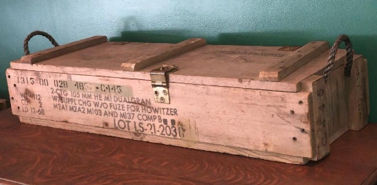 Vintage "Ammunition for Cannon" Wooden Crate