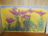 Pink Flowers Among Yellow Wheat Painting