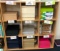 9 Cubby Shelf W/Various Colors of Text Weight Paper & Contents