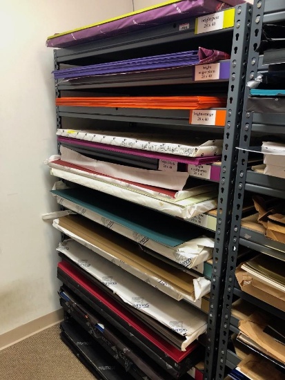 Contents of Shelf of 28 X 30 Sheets of Various Color Stock