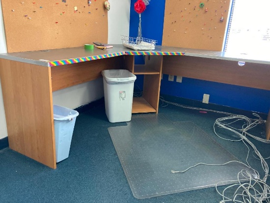 Desk, Trash Cans, Acrylic...File Holders and Contents on Desk