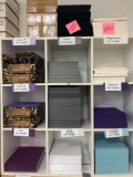 9 Cubby Shelf W/Various Colors of Text Weight & Paper on Top!