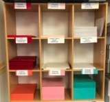 9 Cubby Shelf with 8.5 x 11 sheets of card stock