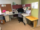 Office corner desk system with printer table