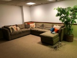 Large microfiber sectional couch and faux planter