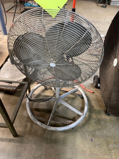 Pedestal industrial fan, 25 inch cage, on casters