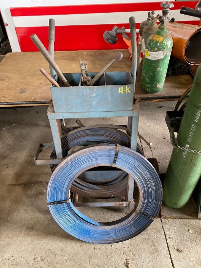 Steel banding cart w/tools and extra 1in banding.