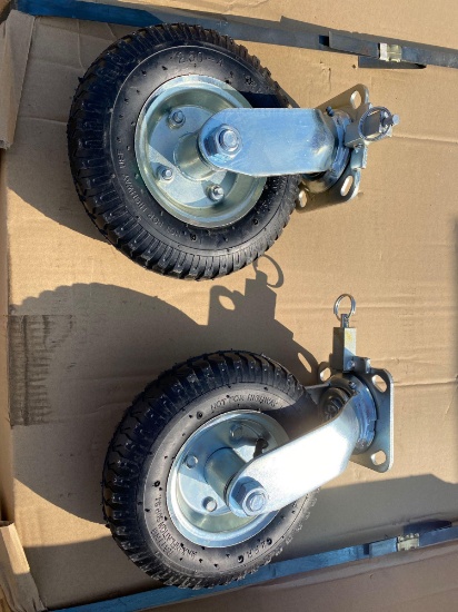 (39) pair of new 8.50 x 2.25 of pneumatic lockable swivel casters.