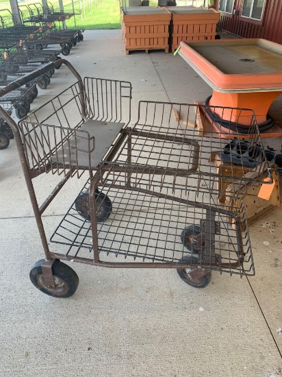 Metal cart on wheels